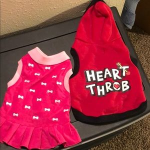 Dog outfit. Sz S. One Red & one Pink.